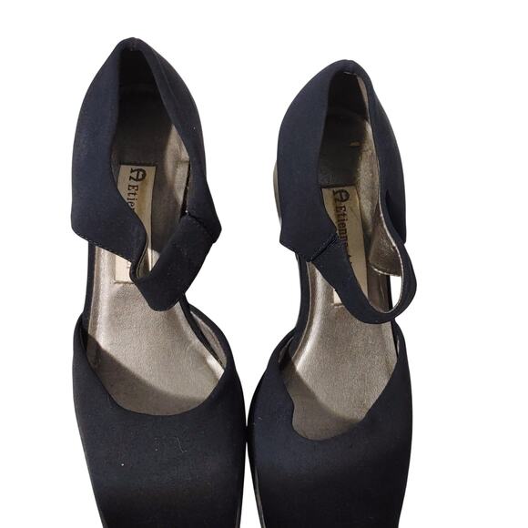 Etienne Aigner Slip On Mary Jane Sandals Ankle Strap Square Toe Black Womens 6M - Picture 2 of 6